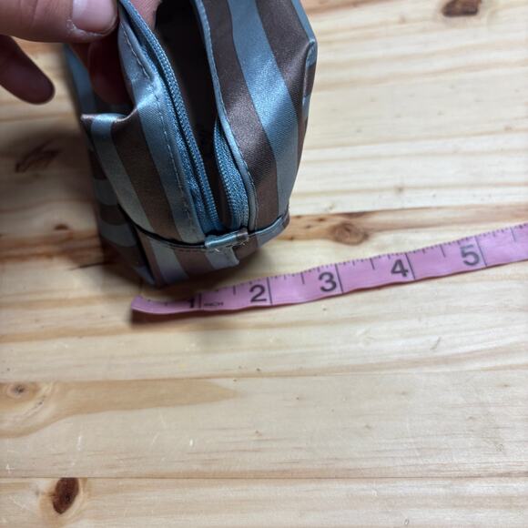 Jewell by Thirty One Uptown Mini Pouch Makeup Blue Black Stripe Zipper Shiny - Picture 10 of 10